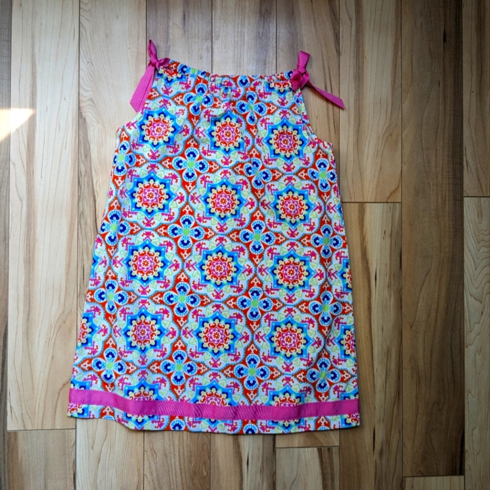 Hanna Andersson Pillowcase Dress Size 7 (120 cm Euro) Beautiful Colors EUC